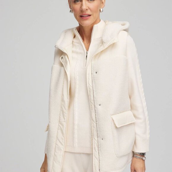 nwt CHICO'S ZENERGY HEAVYWEIGHT SHERPA HOODED VEST 8 16 - Picture 2 of 3
